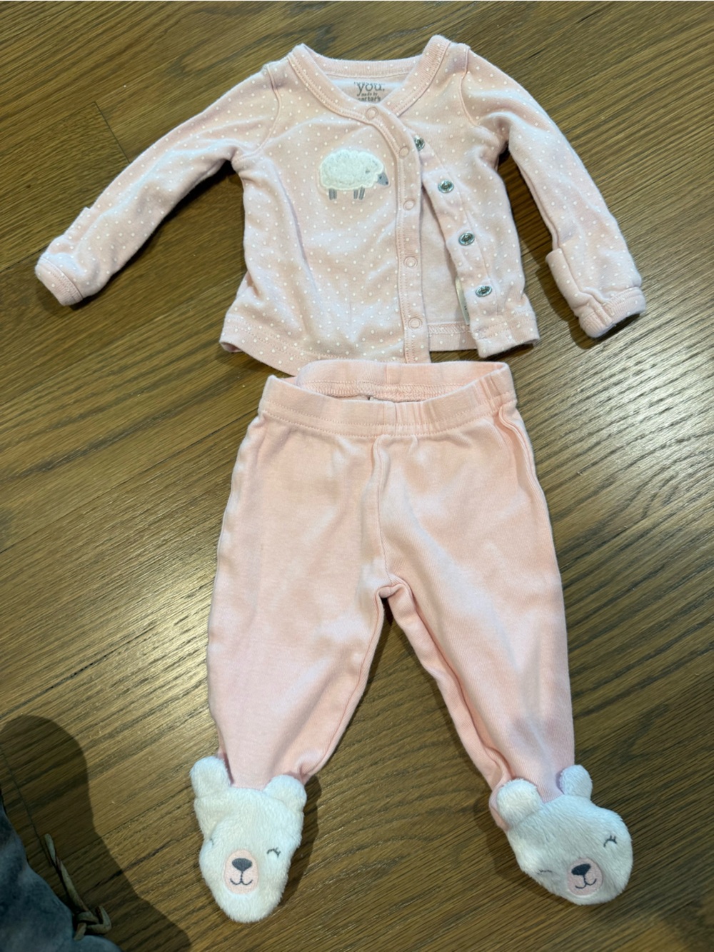 Pink Baby Two-Piece Set with Sheep Detail